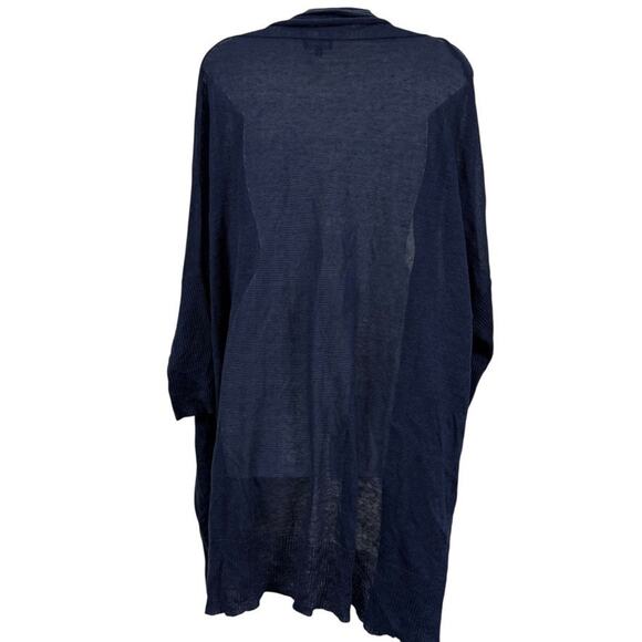 Pure Amici Womens Open 100% Linen Longline Cardigan Sweater Navy Blue sz 1 / M - Picture 14 of 16